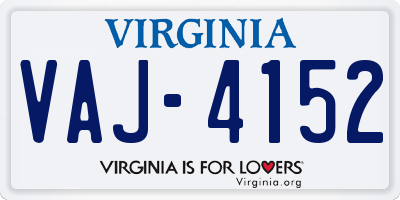 VA license plate VAJ4152