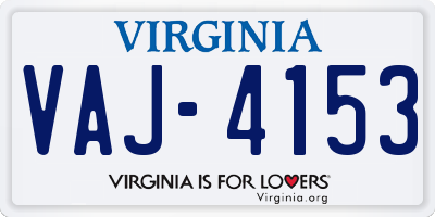 VA license plate VAJ4153
