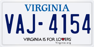 VA license plate VAJ4154