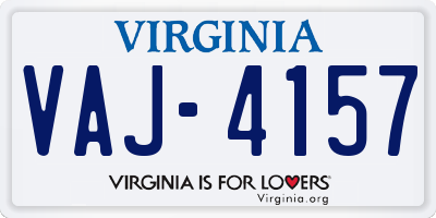 VA license plate VAJ4157