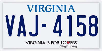 VA license plate VAJ4158
