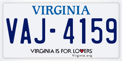 VA license plate VAJ4159