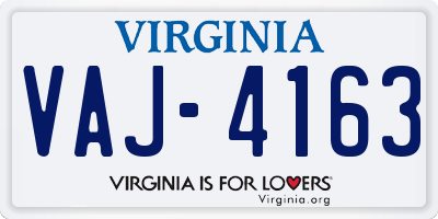 VA license plate VAJ4163