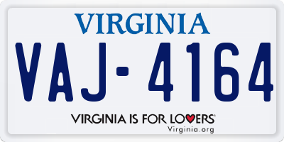 VA license plate VAJ4164