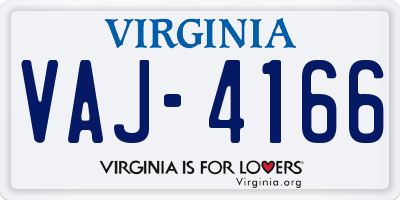 VA license plate VAJ4166