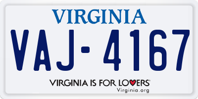 VA license plate VAJ4167