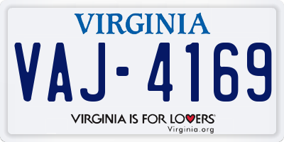VA license plate VAJ4169