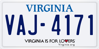 VA license plate VAJ4171