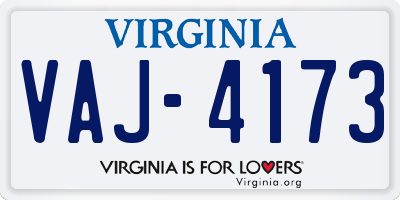 VA license plate VAJ4173