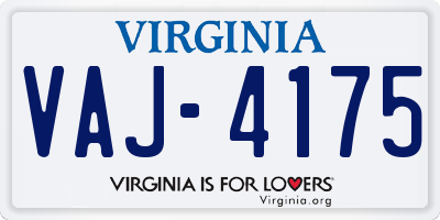 VA license plate VAJ4175