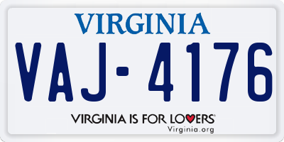 VA license plate VAJ4176