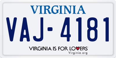 VA license plate VAJ4181