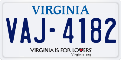 VA license plate VAJ4182