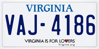 VA license plate VAJ4186
