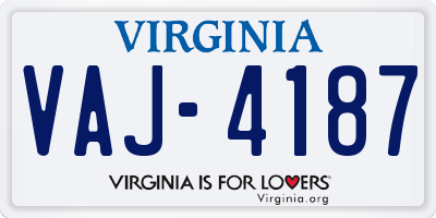 VA license plate VAJ4187