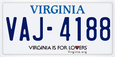 VA license plate VAJ4188
