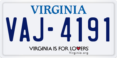 VA license plate VAJ4191