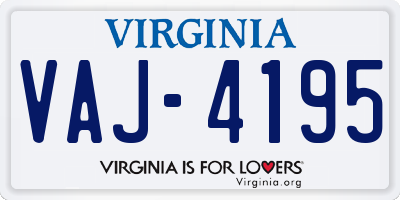 VA license plate VAJ4195