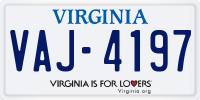 VA license plate VAJ4197