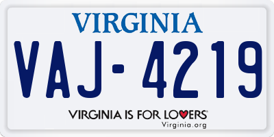 VA license plate VAJ4219