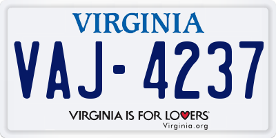 VA license plate VAJ4237