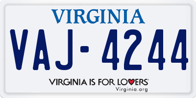 VA license plate VAJ4244