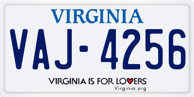 VA license plate VAJ4256