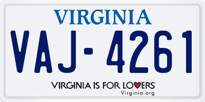 VA license plate VAJ4261