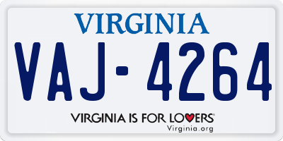 VA license plate VAJ4264