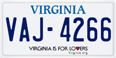 VA license plate VAJ4266