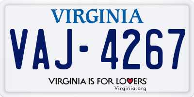 VA license plate VAJ4267