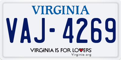 VA license plate VAJ4269