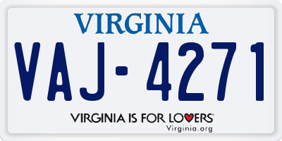 VA license plate VAJ4271