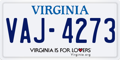 VA license plate VAJ4273