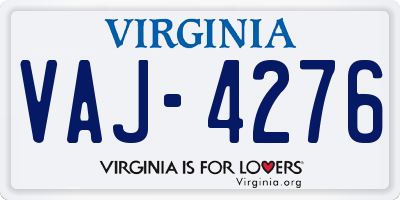 VA license plate VAJ4276