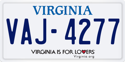 VA license plate VAJ4277