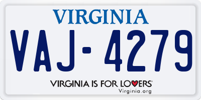 VA license plate VAJ4279