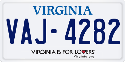 VA license plate VAJ4282