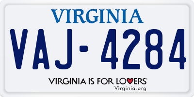 VA license plate VAJ4284
