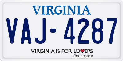 VA license plate VAJ4287