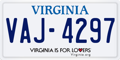 VA license plate VAJ4297