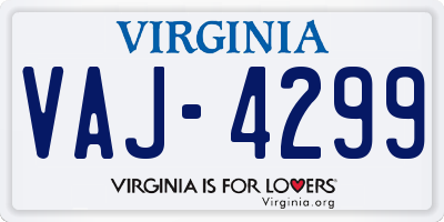 VA license plate VAJ4299