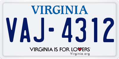 VA license plate VAJ4312