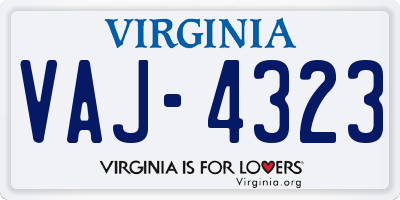 VA license plate VAJ4323