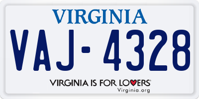 VA license plate VAJ4328