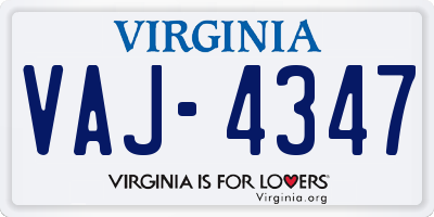VA license plate VAJ4347