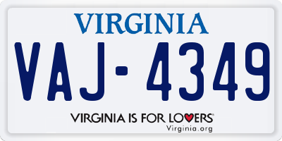 VA license plate VAJ4349