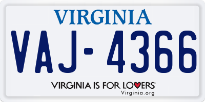 VA license plate VAJ4366