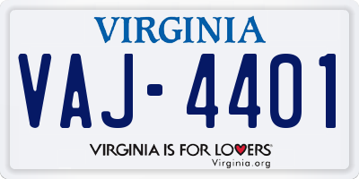 VA license plate VAJ4401