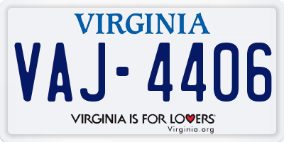 VA license plate VAJ4406